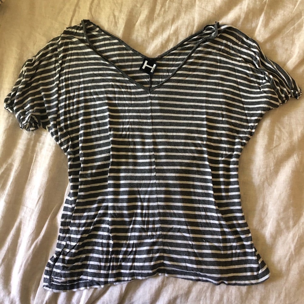Grey and white striped shirt